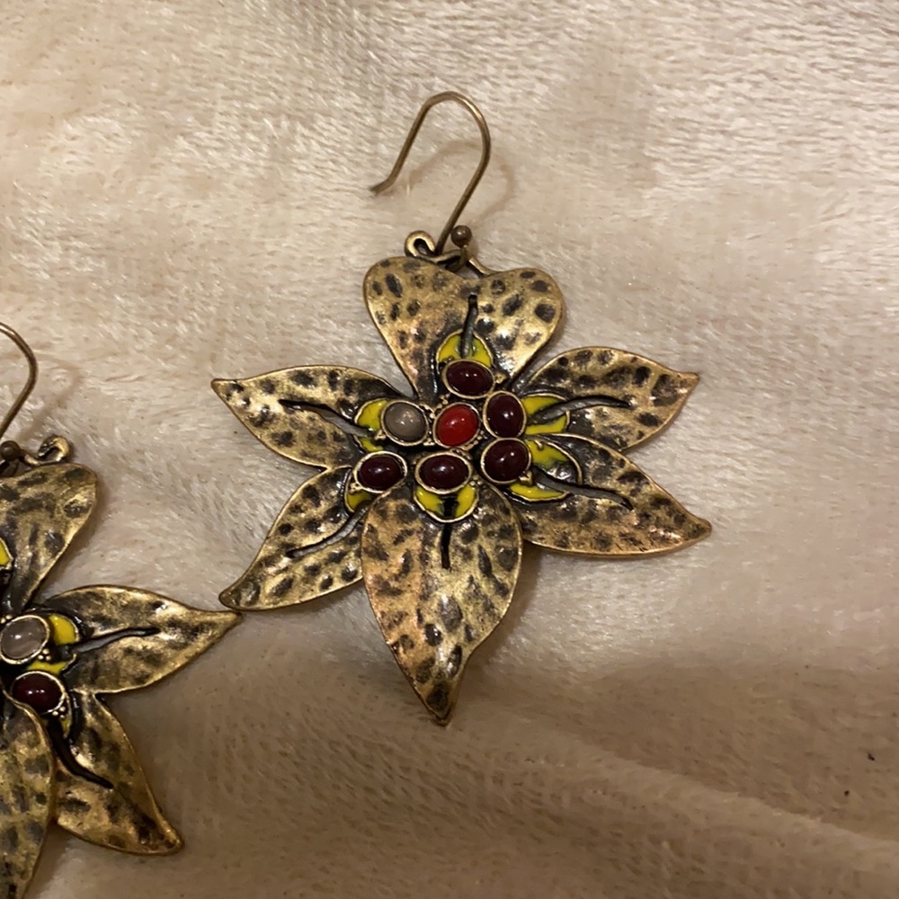 Lucky brand earrings flower jewelry real stones - Picture 2 of 6